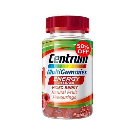 Centrum Energy Release Multi Gummies Mixed Berry 60 S @ 50%