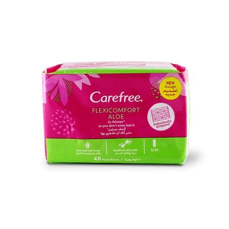 Carefree Flexicomfort Pantyliners Aloe 40 S