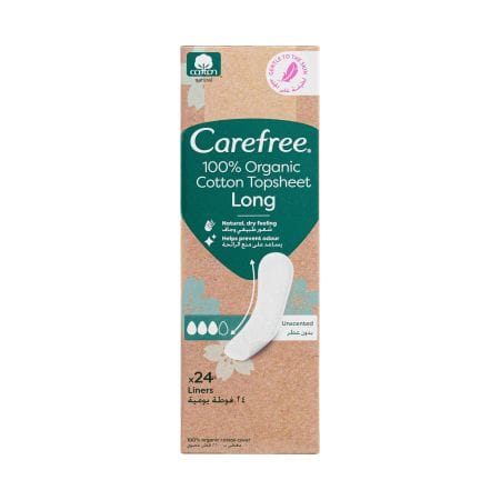 Carefree Pantyliner Cotton Topsheet Long Unscented 24 S