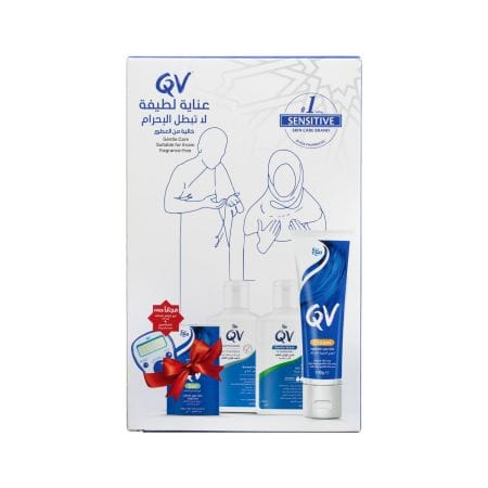 Qv Hajj And Umrah Kit (Gentle Wash 90 Ml + Gentle Shampoo 95 Ml + Cream 100 G) + Free Bar 100 G & Finger Counter