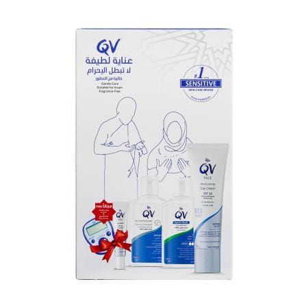 Qv Hajj And Umrah Kit (Gentle Wash 90 G + Gentle Shampoo 95 G + Face Day Cream 75 G) + Free Face Lip Balm 15 G & Finger Counter