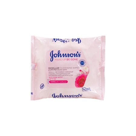 Johnsons Micellar Cleansing Wipes For Normal Skin With Rose Water 25 S